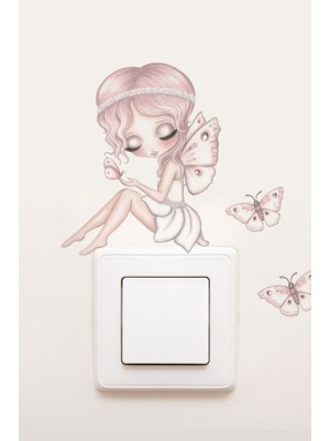Wallhuman Priz- Kelebek Kanatlı Peri Çocuk Odası Stickerı