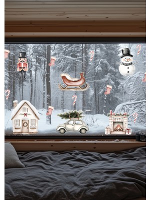 Wallhuman Yılbaşı-Kış Gezintisi Çocuk Bebek Odası Sticker Set