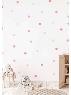 Wallhuman Pembe Puantiyeler Çocuk Odası Duvar Stickeri