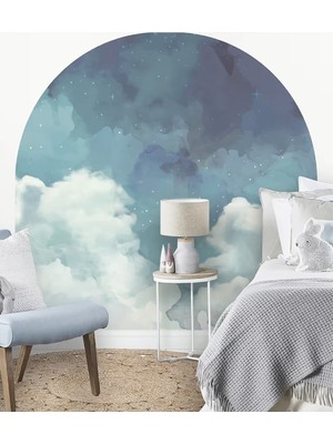 Wallhuman Bohem Bulutlu Gece Çocuk Odası ve Ev Dekorasyon Stickerı