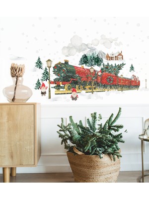 Wallhuman Yılbaşı-Noel Eksperesi Çocuk Bebek Odası Sticker Seti , Yılbaşı Süsü Yeni Yıl Kış Konsepti