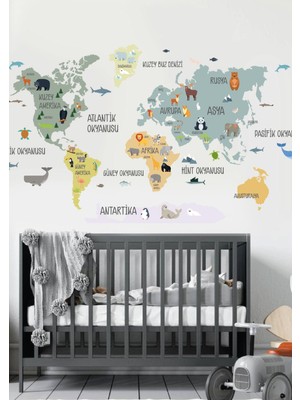Wallhuman Harita Çocuk Odası Duvar Stickerı