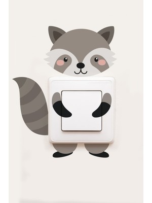 Wallhuman Priz- Sarılan Rakun Çocuk Odası Stickerı