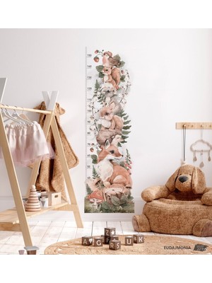 Wallhuman Orman Hayvanları Boy Ölçer Çocuk Odası Duvar Stickerı