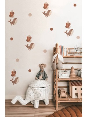 Wallhuman Uçan Balina Çocuk Odası Duvar Stickerı (Küçük Boy)