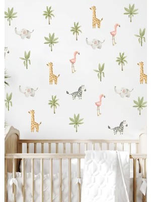Wallhuman Safari Animals Çocuk Odası Duvar Stickerı