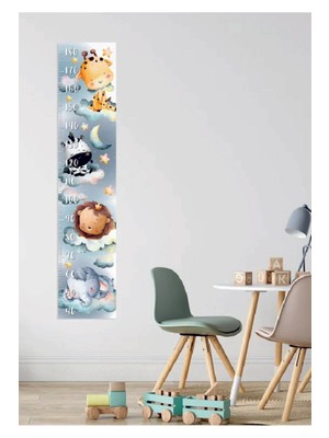Wallhuman Rüyadaki Hayvanlar Boy Ölçer Çocuk Odası Duvar Stickeri