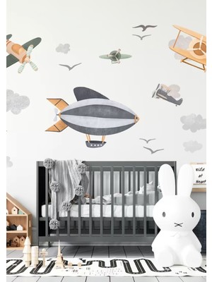 Wallhuman Retro Gökyüzü Gezintisi Çocuk Odası Duvar Stickerı