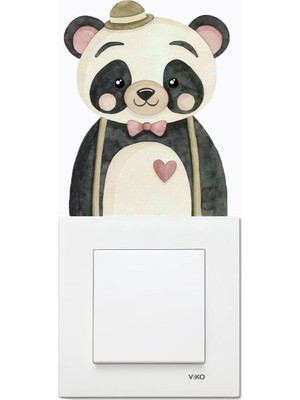 Wallhuman Priz- Papyonlu Panda Çocuk Odası Stickerı