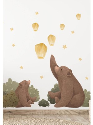 Wallhuman Bear Forest Çocuk Odası Duvar Stickerı