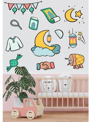 Wallhuman Hoşgeldin Ramazan Bayramı Yapışkanlı Sticker Duvar Cam Dolap Çıkartması Süsü