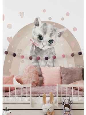 Wallhuman Kedili Gökkuşağı Çocuk Odası Duvar Stickerı