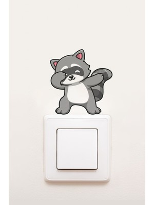 Wallhuman Priz- Dans Eden Rakun Çocuk Odası Stickerı