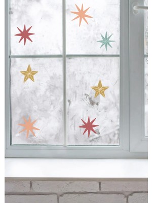 Wallhuman Yılbaşı-Noel Yıldız Cam Süsleri Çocuk Bebek Odası Sticker Seti , Yılbaşı Süsü Yeni Yıl Kış Konsepti