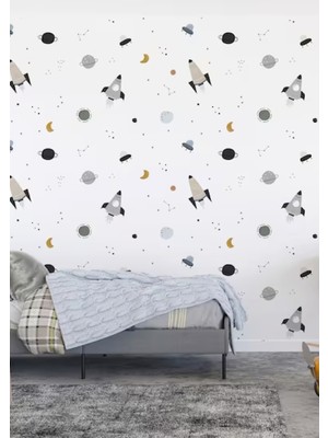 Wallhuman Minimalist Uzay Çocuk Odası Duvar Stickerı