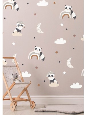 Wallhuman Panda Uykusu Çocuk Odası Duvar Stickerı