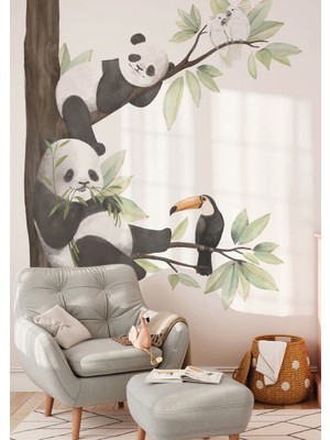 Wallhuman Keyifli Pandalar Çocuk Odası Duvar Stickerı