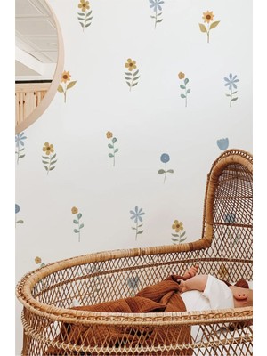 Wallhuman Renkli Bahar Çiçekleri Çocuk Odası Duvar Stickerı