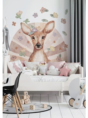 Wallhuman Karaca Gökkuşağı Çocuk ve Bebek Odası Duvar Stickerı