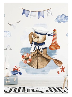 Wallhuman Kaptan Ayıcık Çocuk Odası Duvar Stickerı