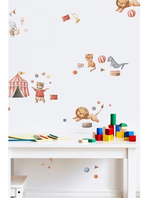 Wallhuman Sirk Hayvanları Çocuk Odası Duvar Stickerı