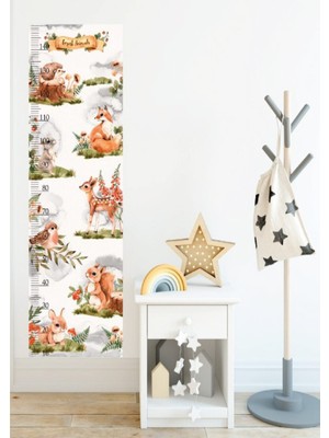 Wallhuman Forest Animals Boy Ölçer Çocuk Odası Duvar Stickerı