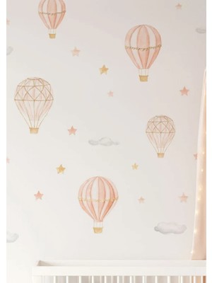 Wallhuman Pembe Uçan Balonlar Çocuk Odası Duvar Stickerı