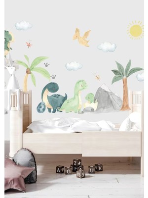 Wallhuman Suluboya Dinazorlar Çocuk Odası Duvar Stickerı
