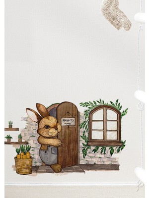 Wallhuman Mini Tavşan Evi Çocuk Odası Duvar Stıckeri
