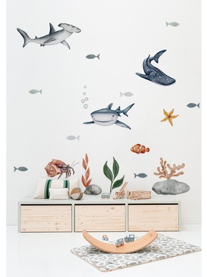 Wallhuman Baby Shark Çocuk Odası Duvar Stickerı