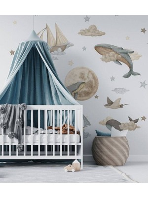 Wallhuman Balina Gezintisi Çocuk Odası Duvar Stickerı
