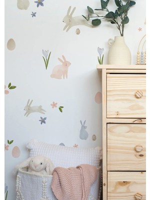 Wallhuman Paskalya Tavşanları Çocuk Odası Duvar Stickerı