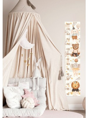 Wallhuman Komik Hayvanlar Boy Ölçer Çocuk Odası Duvar Stickerı