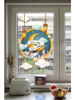 Wallhuman Hoşgeldin Ramazan Temalı Dekoratif Cam Stickerı