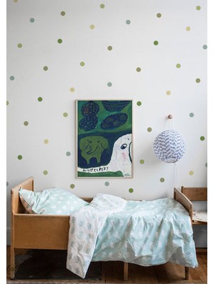 Wallhuman Yeşil Puantiyeler Çocuk Odası Duvar Stickeri