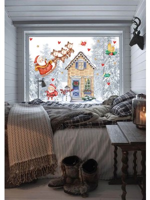 Wallhuman Noel Babanın Ziyareti Çocuk Odası Cam Süsleme Stickerı