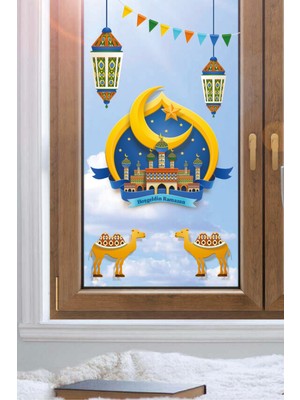 Wallhuman Ramazan Temalı Dekoratif Cam Stickerı - Hoşgeldin Ramazan