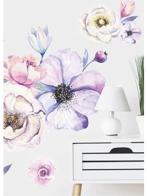 Wallhuman Mor Çiçek Seti Duvar Stickerı