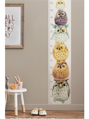 Wallhuman Baykuş Merdiveni Boy Ölçer Çocuk Odası Duvar Sticlerı