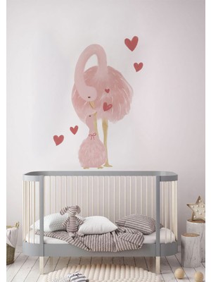 Wallhuman Pembe Flamingo Çocuk Odası Duvar Sticker