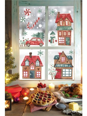 Wallhuman Noel Şehri Cam ve Duvar Stickerı Yılbaşı Süsleri