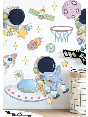 Wallhuman Oyuncu Astronotlar Çocuk Odası Duvar Stickerı