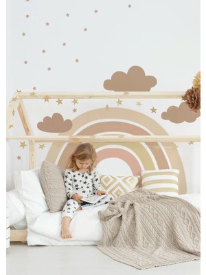 Wallhuman Brown Gökkuşağı Çocuk Odası Duvar Stickerı