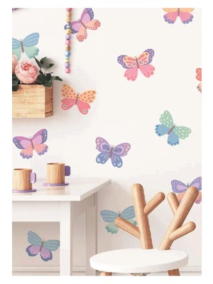 Wallhuman Soft Kelebekler Çocuk Odası Duvar Stickeri