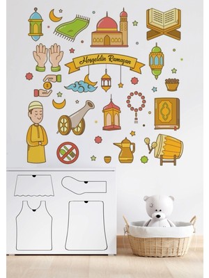 Wallhuman Hoşgeldin Ramazan Bayramı Yapışkanlı Sticker Duvar Cam Dolap Çıkartması Süsü