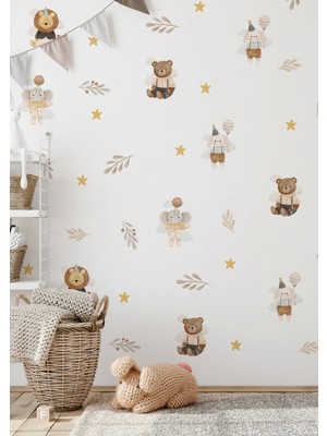 Wallhuman Komik Hayvanlar Çocuk Odası Duvar Stickerı