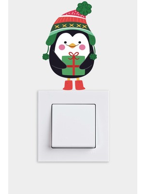 Wallhuman Priz- Sevimli Penguen Çocuk Odası Priz Stickerı