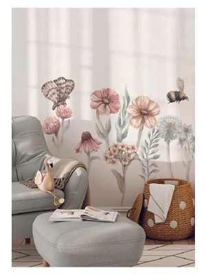 Wallhuman Güz Çiçekleri Bahçesi Duvar Stickeri