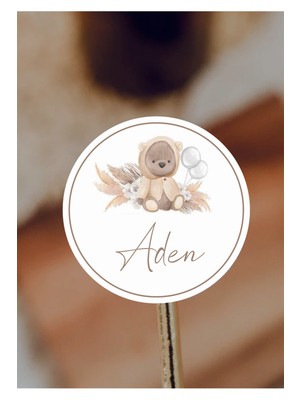 Wallhuman Isimli Kişiye Özel Yuvarlak Bebek Etiket/sticker 4X4CM 96 Adet