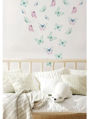 Wallhuman Pastel Kelebekler Çocuk Odası Duvar Stickerı